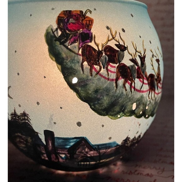 Christmas Reindeer Winter land 3 " Candle Holder Hand Painted - Picture 6 of 12